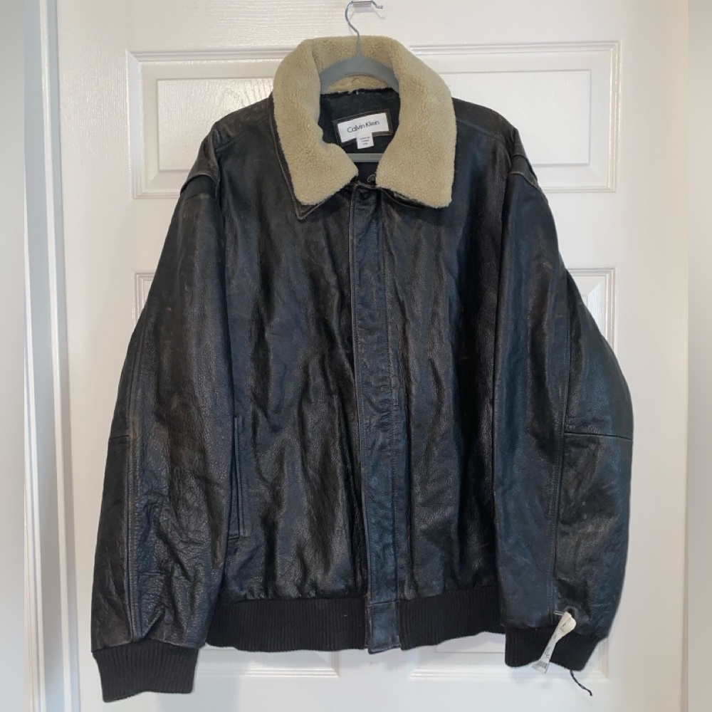 Vintage Calvin Klein leather jacket. Size XXL. New with tags.